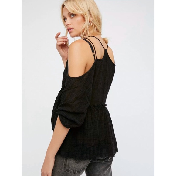 🌟 FREE PEOPLE One Monarch Cold Shoulder Raw Hem - Picture 3 of 8